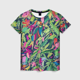 Женская футболка 3D с принтом Hawaiian melody в Екатеринбурге, 100% полиэфир ( синтетическое хлопкоподобное полотно) | прямой крой, круглый вырез горловины, длина до линии бедер | 