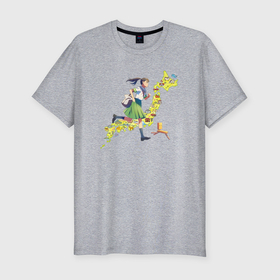 Мужская футболка хлопок Slim с принтом Судзумэ бежит по Японии в Белгороде, 92% хлопок, 8% лайкра | приталенный силуэт, круглый вырез ворота, длина до линии бедра, короткий рукав | 