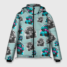 Мужская зимняя куртка 3D с принтом обезьяна меломан в Санкт-Петербурге, верх — 100% полиэстер; подкладка — 100% полиэстер; утеплитель — 100% полиэстер | длина ниже бедра, свободный силуэт Оверсайз. Есть воротник-стойка, отстегивающийся капюшон и ветрозащитная планка. 

Боковые карманы с листочкой на кнопках и внутренний карман на молнии. | Тематика изображения на принте: 