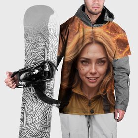 Накидка на куртку 3D с принтом Девушка в огне в Тюмени, 100% полиэстер |  | Тематика изображения на принте: 