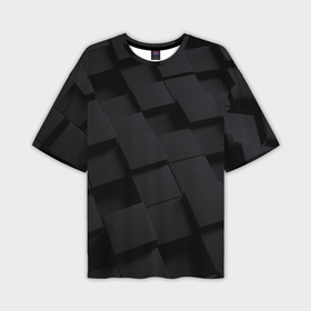 Мужская футболка oversize 3D с принтом Чёрные геометрические блоки в Кировске,  |  | 