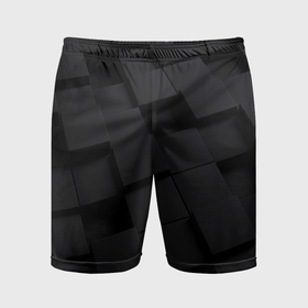 Мужские шорты спортивные с принтом Чёрные геометрические блоки в Новосибирске,  |  | Тематика изображения на принте: 