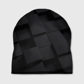 Шапка 3D с принтом Чёрные геометрические блоки в Новосибирске, 100% полиэстер | универсальный размер, печать по всей поверхности изделия | Тематика изображения на принте: 