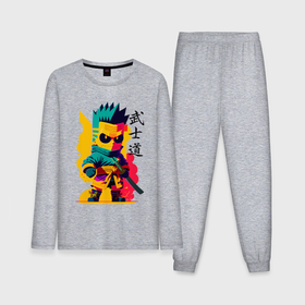 Мужская пижама с лонгсливом хлопок с принтом Bart Simpson   samurai   bushido в Кировске,  |  | 
