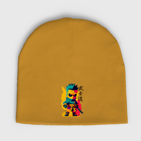 Мужская шапка демисезонная с принтом Bart Simpson   samurai   bushido в Кировске,  |  | Тематика изображения на принте: 