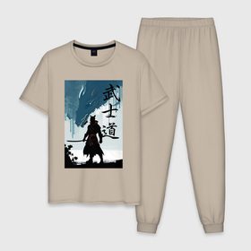 Мужская пижама хлопок с принтом Бусидо   кодекс самурая   Япония в Петрозаводске, 100% хлопок | брюки и футболка прямого кроя, без карманов, на брюках мягкая резинка на поясе и по низу штанин
 | 