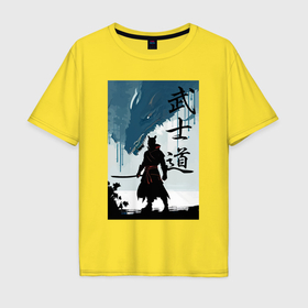 Мужская футболка хлопок Oversize с принтом Бусидо   кодекс самурая   Япония в Санкт-Петербурге, 100% хлопок | свободный крой, круглый ворот, “спинка” длиннее передней части | Тематика изображения на принте: 
