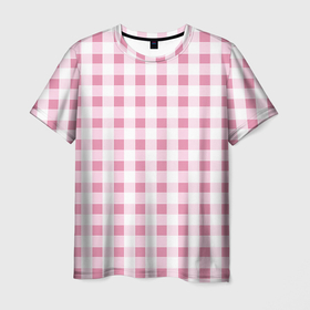 Мужская футболка 3D с принтом Барби розовый: клетка в Екатеринбурге, 100% полиэфир | прямой крой, круглый вырез горловины, длина до линии бедер | Тематика изображения на принте: 