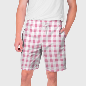 Мужские шорты 3D с принтом Барби розовый: клетка в Белгороде,  полиэстер 100% | прямой крой, два кармана без застежек по бокам. Мягкая трикотажная резинка на поясе, внутри которой широкие завязки. Длина чуть выше колен | 