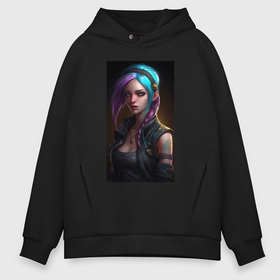 Мужское худи Oversize хлопок с принтом Jinx   arcane  league  of   legends в Тюмени, френч-терри — 70% хлопок, 30% полиэстер. Мягкий теплый начес внутри —100% хлопок | боковые карманы, эластичные манжеты и нижняя кромка, капюшон на магнитной кнопке | 