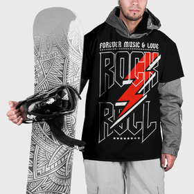 Накидка на куртку 3D с принтом Rock and Roll Forever в Курске, 100% полиэстер |  | Тематика изображения на принте: 