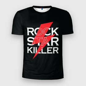 Мужская футболка 3D Slim с принтом Rock Star Killer в Петрозаводске, 100% полиэстер с улучшенными характеристиками | приталенный силуэт, круглая горловина, широкие плечи, сужается к линии бедра | 