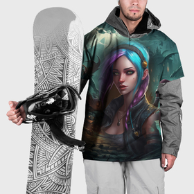 Накидка на куртку 3D с принтом Jinx art Arcane  League  of Legends в Курске, 100% полиэстер |  | Тематика изображения на принте: 