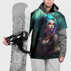 Накидка на куртку 3D с принтом Jinx fantasy art Arcane  League  of Legends в Санкт-Петербурге, 100% полиэстер |  | Тематика изображения на принте: 