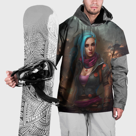 Накидка на куртку 3D с принтом Jinx  art Arcane  League  of Legends  fantasy в Курске, 100% полиэстер |  | Тематика изображения на принте: 