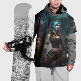 Накидка на куртку 3D с принтом Jinx fantasy art   Arcane League   of Legends в Белгороде, 100% полиэстер |  | 