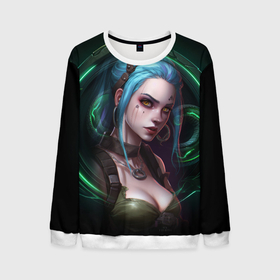 Мужской свитшот 3D с принтом Jinx art    Arcane League of  Legends , 100% полиэстер с мягким внутренним слоем | круглый вырез горловины, мягкая резинка на манжетах и поясе, свободная посадка по фигуре | 