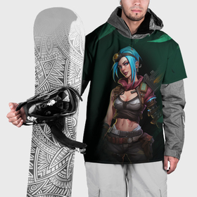 Накидка на куртку 3D с принтом Jinx art green  Arcane League of Legends в Белгороде, 100% полиэстер |  | Тематика изображения на принте: 