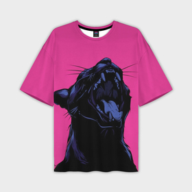 Мужская футболка oversize 3D с принтом Пантера на розовом фоне в Екатеринбурге,  |  | Тематика изображения на принте: 