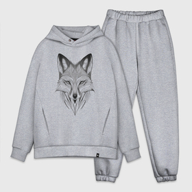 Мужской костюм oversize хлопок с принтом Лиса в Ухте,  |  | 