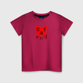 Детская футболка хлопок с принтом Красный кот и надпись red в Новосибирске, 100% хлопок | круглый вырез горловины, полуприлегающий силуэт, длина до линии бедер | 