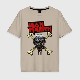 Мужская футболка хлопок Oversize с принтом Iron Maiden bones в Санкт-Петербурге, 100% хлопок | свободный крой, круглый ворот, “спинка” длиннее передней части | Тематика изображения на принте: 