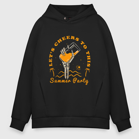 Мужское худи Oversize хлопок с принтом Summer party в Курске, френч-терри — 70% хлопок, 30% полиэстер. Мягкий теплый начес внутри —100% хлопок | боковые карманы, эластичные манжеты и нижняя кромка, капюшон на магнитной кнопке | 