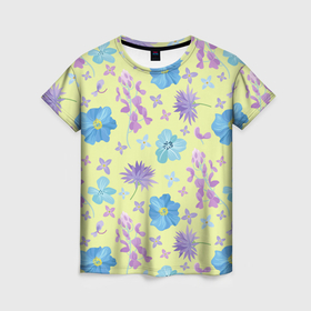 Женская футболка 3D с принтом Нежность цветочков в Кировске, 100% полиэфир ( синтетическое хлопкоподобное полотно) | прямой крой, круглый вырез горловины, длина до линии бедер | 
