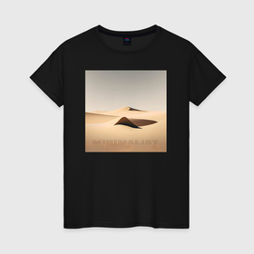 Женская футболка хлопок с принтом Пустыня   минимализм   нейросеть в Курске, 100% хлопок | прямой крой, круглый вырез горловины, длина до линии бедер, слегка спущенное плечо | 