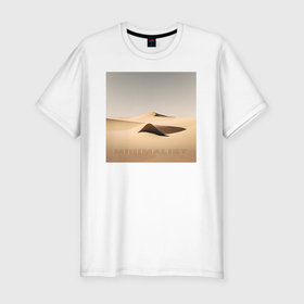 Мужская футболка хлопок Slim с принтом Пустыня   минимализм   нейросеть , 92% хлопок, 8% лайкра | приталенный силуэт, круглый вырез ворота, длина до линии бедра, короткий рукав | 