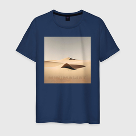 Мужская футболка хлопок с принтом Пустыня   минимализм   нейросеть в Екатеринбурге, 100% хлопок | прямой крой, круглый вырез горловины, длина до линии бедер, слегка спущенное плечо. | 