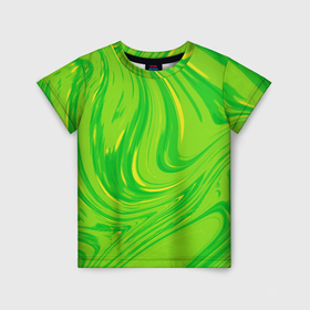 Детская футболка 3D с принтом Насыщенный зеленый абстракция в Курске, 100% гипоаллергенный полиэфир | прямой крой, круглый вырез горловины, длина до линии бедер, чуть спущенное плечо, ткань немного тянется | 