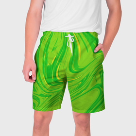 Мужские шорты 3D с принтом Насыщенный зеленый абстракция в Санкт-Петербурге,  полиэстер 100% | прямой крой, два кармана без застежек по бокам. Мягкая трикотажная резинка на поясе, внутри которой широкие завязки. Длина чуть выше колен | 