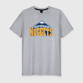 Мужская футболка хлопок Slim с принтом Denver Nuggets , 92% хлопок, 8% лайкра | приталенный силуэт, круглый вырез ворота, длина до линии бедра, короткий рукав | 