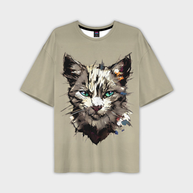 Мужская футболка oversize 3D с принтом Cream colored cat в Петрозаводске,  |  | 