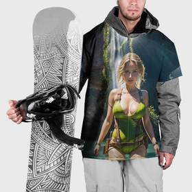 Накидка на куртку 3D с принтом Девушка в гроте в Новосибирске, 100% полиэстер |  | Тематика изображения на принте: 