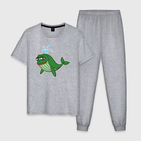 Мужская пижама хлопок с принтом Лягушонок Пепе кит в Курске, 100% хлопок | брюки и футболка прямого кроя, без карманов, на брюках мягкая резинка на поясе и по низу штанин
 | 