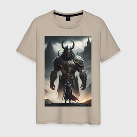Мужская футболка хлопок с принтом King of demon в Екатеринбурге, 100% хлопок | прямой крой, круглый вырез горловины, длина до линии бедер, слегка спущенное плечо. | 