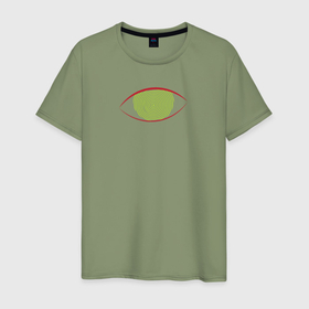 Мужская футболка хлопок с принтом Зеленый глаз киборга в Кировске, 100% хлопок | прямой крой, круглый вырез горловины, длина до линии бедер, слегка спущенное плечо. | 