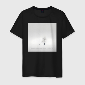Мужская футболка хлопок с принтом Зима   минимализм   нейросеть в Екатеринбурге, 100% хлопок | прямой крой, круглый вырез горловины, длина до линии бедер, слегка спущенное плечо. | 