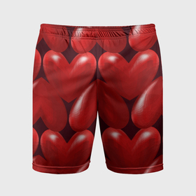 Мужские шорты спортивные с принтом Red hearts в Тюмени,  |  | 