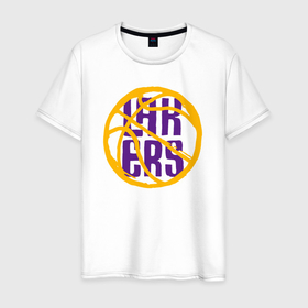 Мужская футболка хлопок с принтом Lakers baller в Тюмени, 100% хлопок | прямой крой, круглый вырез горловины, длина до линии бедер, слегка спущенное плечо. | 