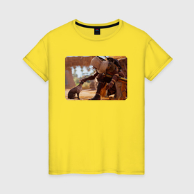 Женская футболка хлопок с принтом Ассасин гладит кота в Тюмени, 100% хлопок | прямой крой, круглый вырез горловины, длина до линии бедер, слегка спущенное плечо | 