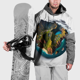 Накидка на куртку 3D с принтом Планета с одним островом , 100% полиэстер |  | 