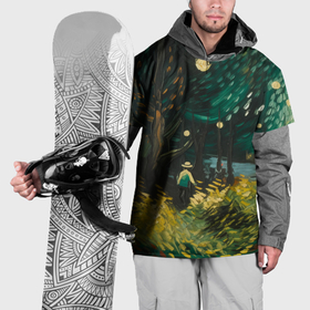 Накидка на куртку 3D с принтом Загадочный лес маслом в Новосибирске, 100% полиэстер |  | Тематика изображения на принте: 