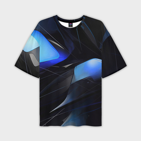 Мужская футболка oversize 3D с принтом Black blue elements в Белгороде,  |  | 