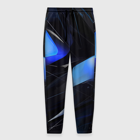 Мужские брюки 3D с принтом Black blue elements , 100% полиэстер | манжеты по низу, эластичный пояс регулируется шнурком, по бокам два кармана без застежек, внутренняя часть кармана из мелкой сетки | 