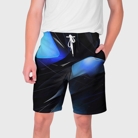 Мужские шорты 3D с принтом Black blue elements в Белгороде,  полиэстер 100% | прямой крой, два кармана без застежек по бокам. Мягкая трикотажная резинка на поясе, внутри которой широкие завязки. Длина чуть выше колен | 