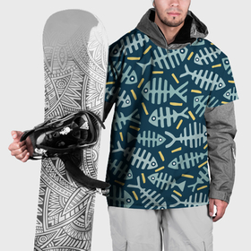 Накидка на куртку 3D с принтом Рыбы скелетоны в Санкт-Петербурге, 100% полиэстер |  | 