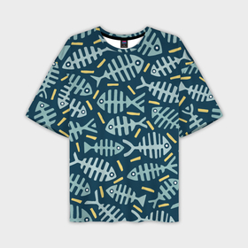 Мужская футболка oversize 3D с принтом Рыбы скелетоны в Тюмени,  |  | 